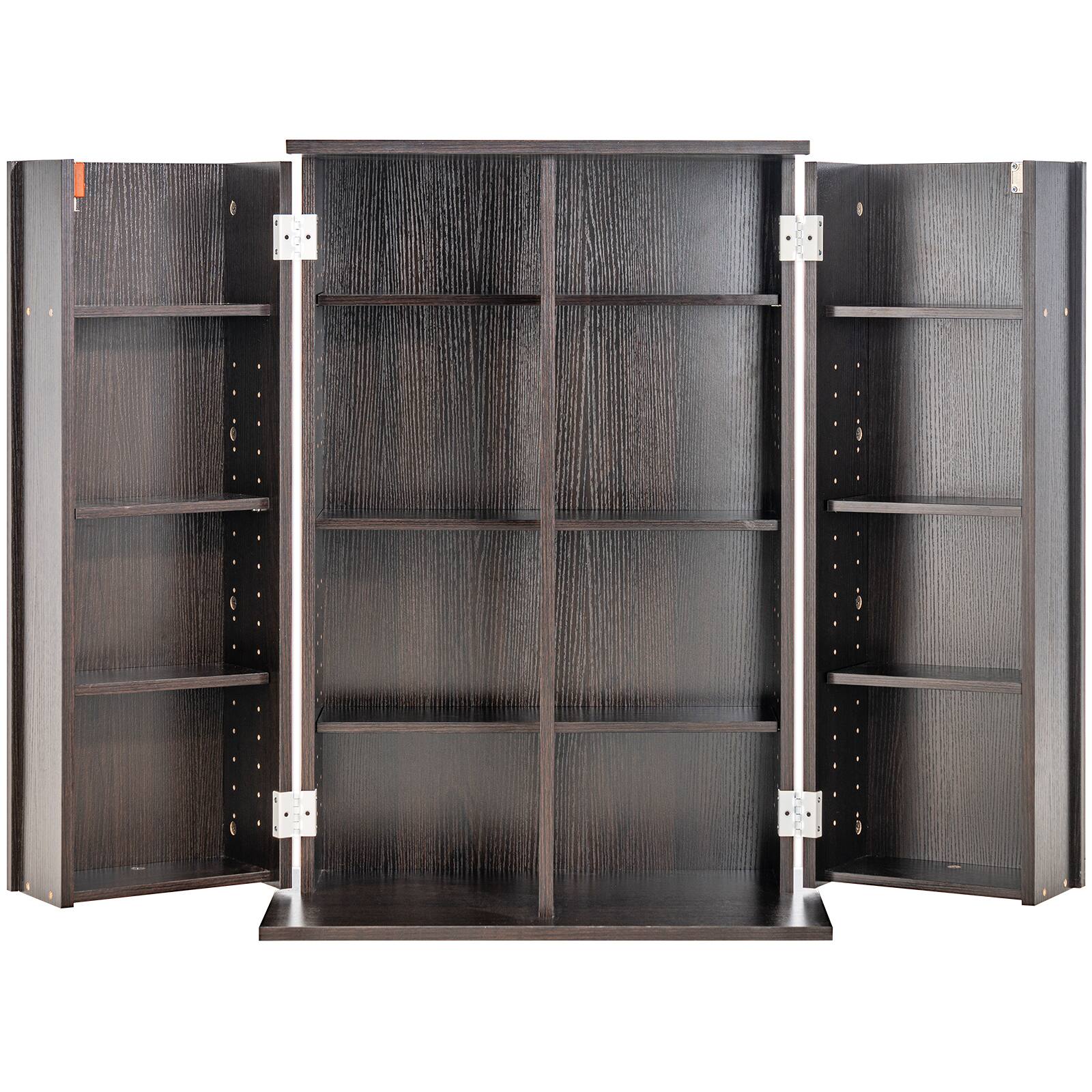 Alt View 5. VEVOR - Media Storage Cabinet, DVD Cabinet with Doors and Shelves, CD Storage Holds up to 576 CDs, Adjustable DVD Shelf - Espresso.