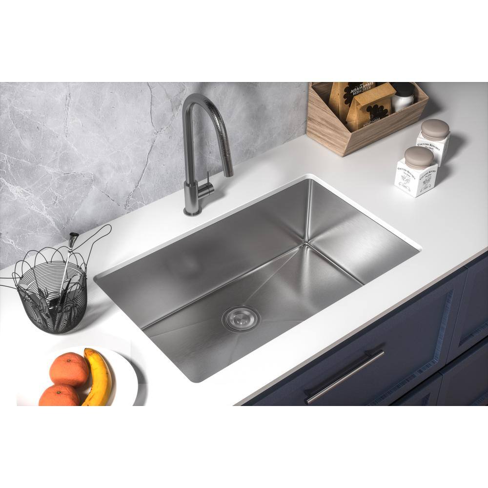 Alt View 6. Elegant Kitchen and Bath - Stainless Steel undermount kitchen sink L32''xW19'' x H10" - Stainless Steel.