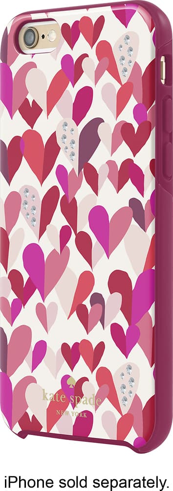 Front. kate spade new york - Hybrid Hard Shell Case for Apple® iPhone® 6 and 6s - Confetti Hearts Multi Crystal Stones.
