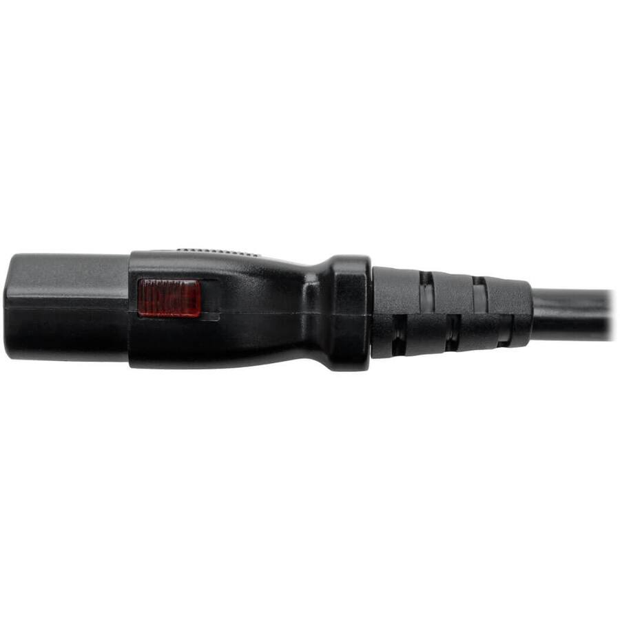 Alt View 2. Tripp Lite - Eaton Tripp Lite Series Hospital-Grade Power Cord, NEMA 5-15P to Locking IEC C13 - Green Dot, 10A, 125V, 18 AWG, 3 ft. - Black.