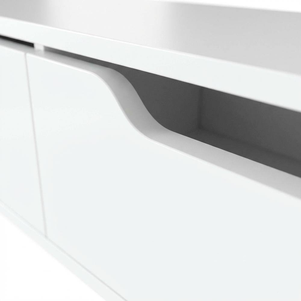 Alt View 4. FurniFact - White Wall-Mounted TV Stand, Up to 80 Inch Screens, Engineered Wood Material - Brown.