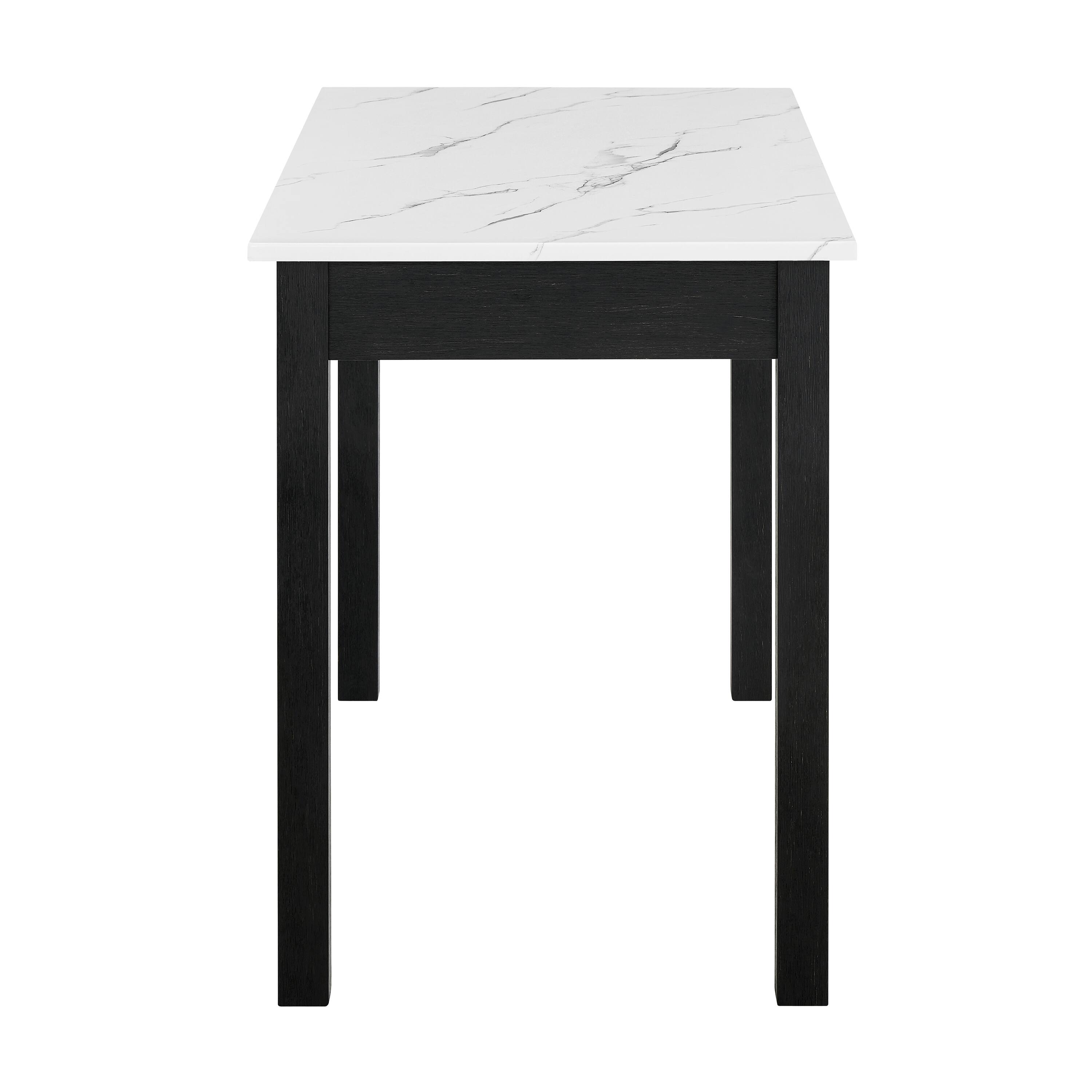 Back. Spaco - Modern Faux Marble Desk, Black Base, Storage Drawer, Home Office - Black,White.