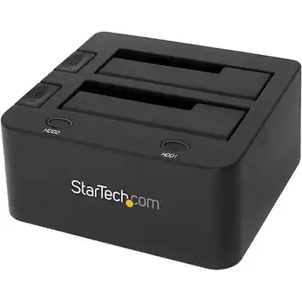 Front. StarTech.com - Dual USB 3.0 Hard Drive Docking Station - Black.