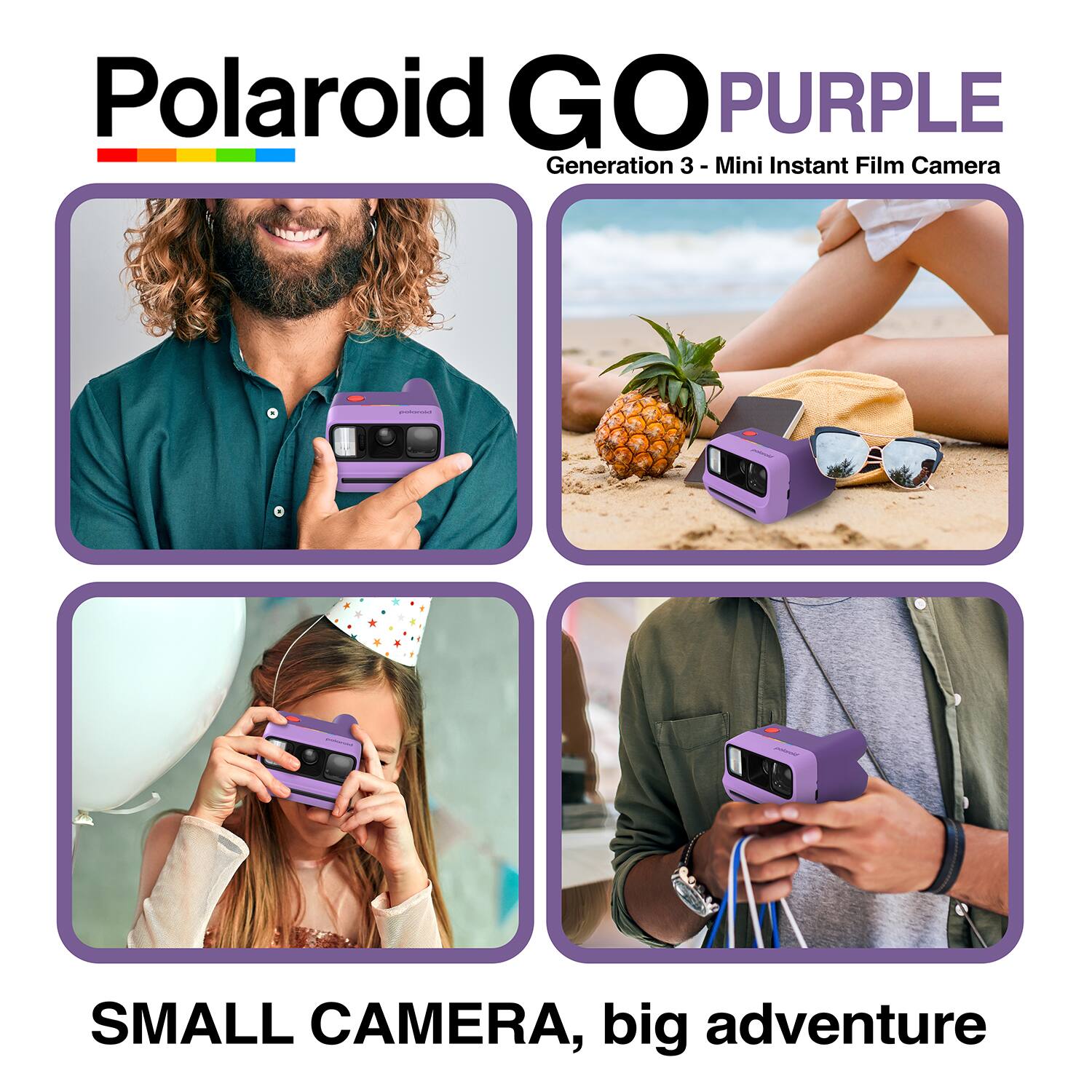 Polaroid GO PURPLE  
Generation 3 - Mini Instant Film Camera  

SMALL CAMERA, big adventure