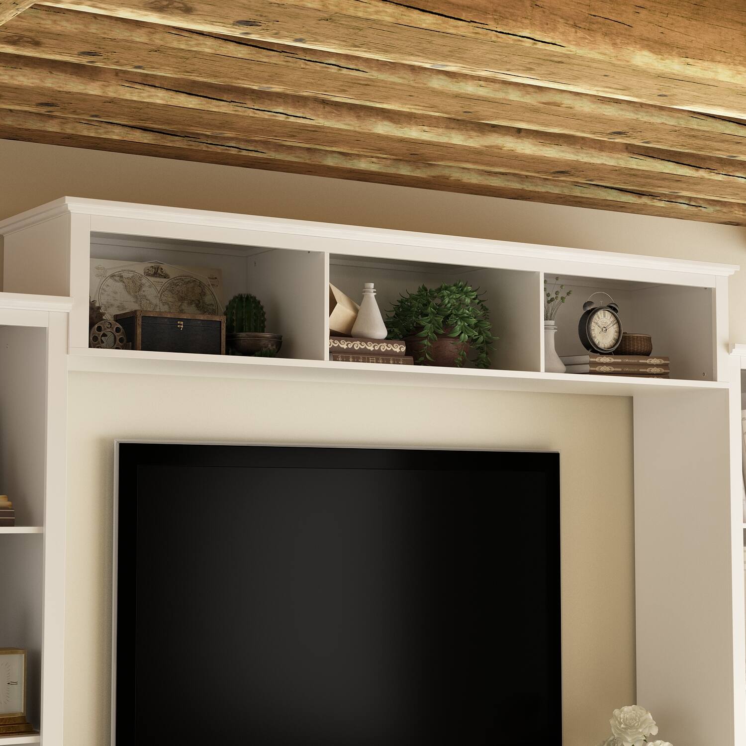 Alt View 7. Famapy - Famapy Entertainment Center for TVs Up to 70 Inches,Wall Unit with Storage Shelves & Glass Doors - White.