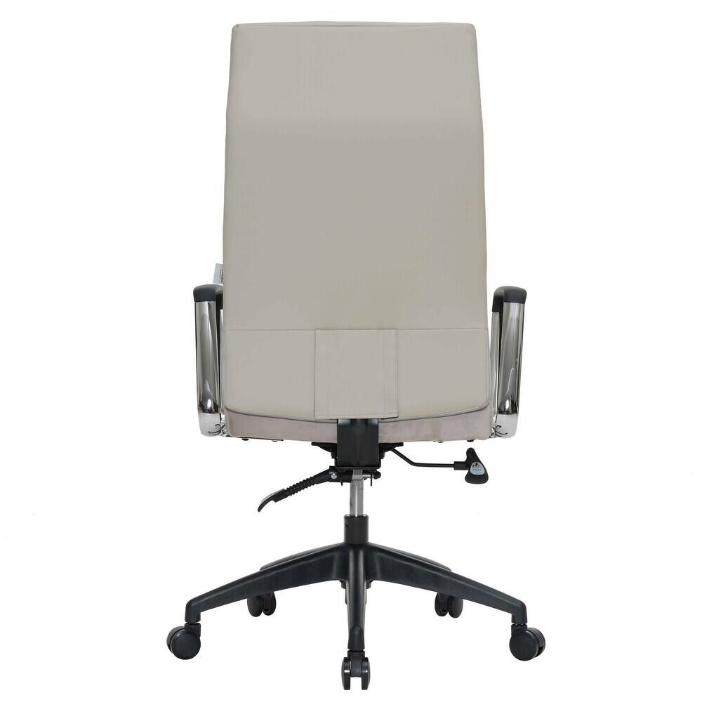 Alt View 5. LeisureMod - Hilton High-Back Adjustable Office Desk Chair Upholstered in Leather with Steel Frame, Swivel, and Ergonomic Support - Tan.