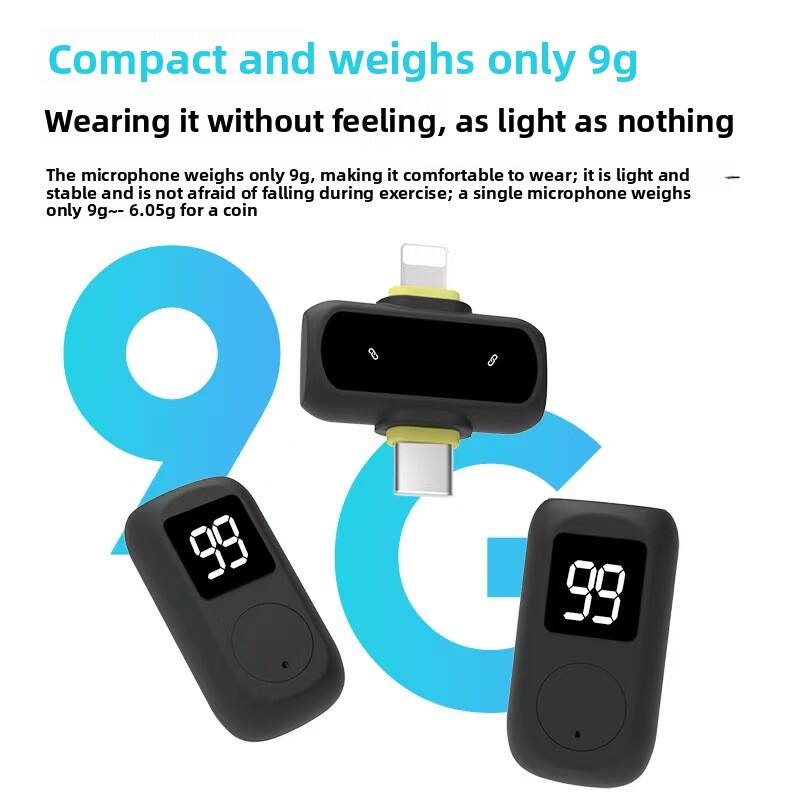 Compact and weighs only 9g  
Wearing it without feeling, as light as nothing  

The microphone weighs only 9g, making it comfortable to wear; it is light and stable and is not afraid of falling during exercise; a single microphone weighs only 9g~~ 6.05g for a coin