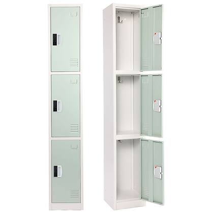 Front. AdirOffice - Storage Locker 629-Series 72" H 3-Tier Steel Compartment Digital Lock Locker - Misty Green.