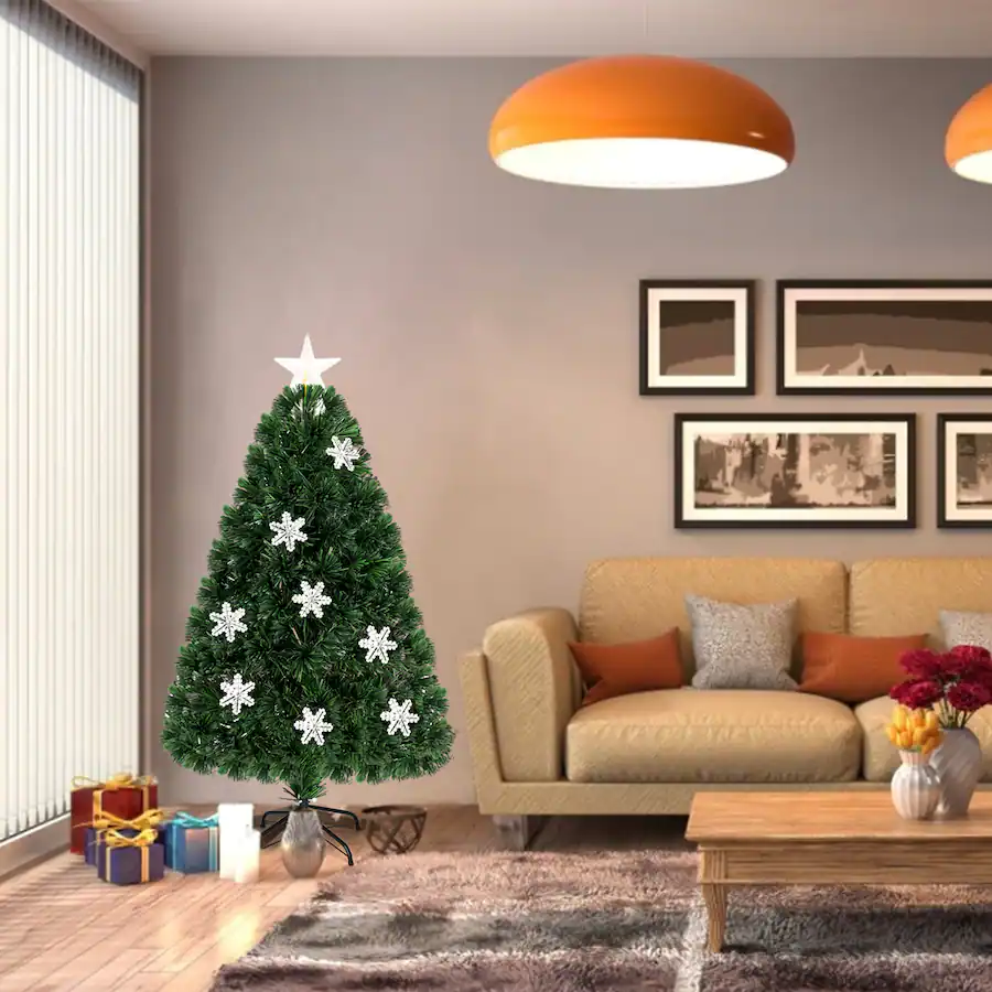 Tree Colers Gymax 4' Pre Lit Multi Color Lights Fiber Optic Artificial Christmas ...