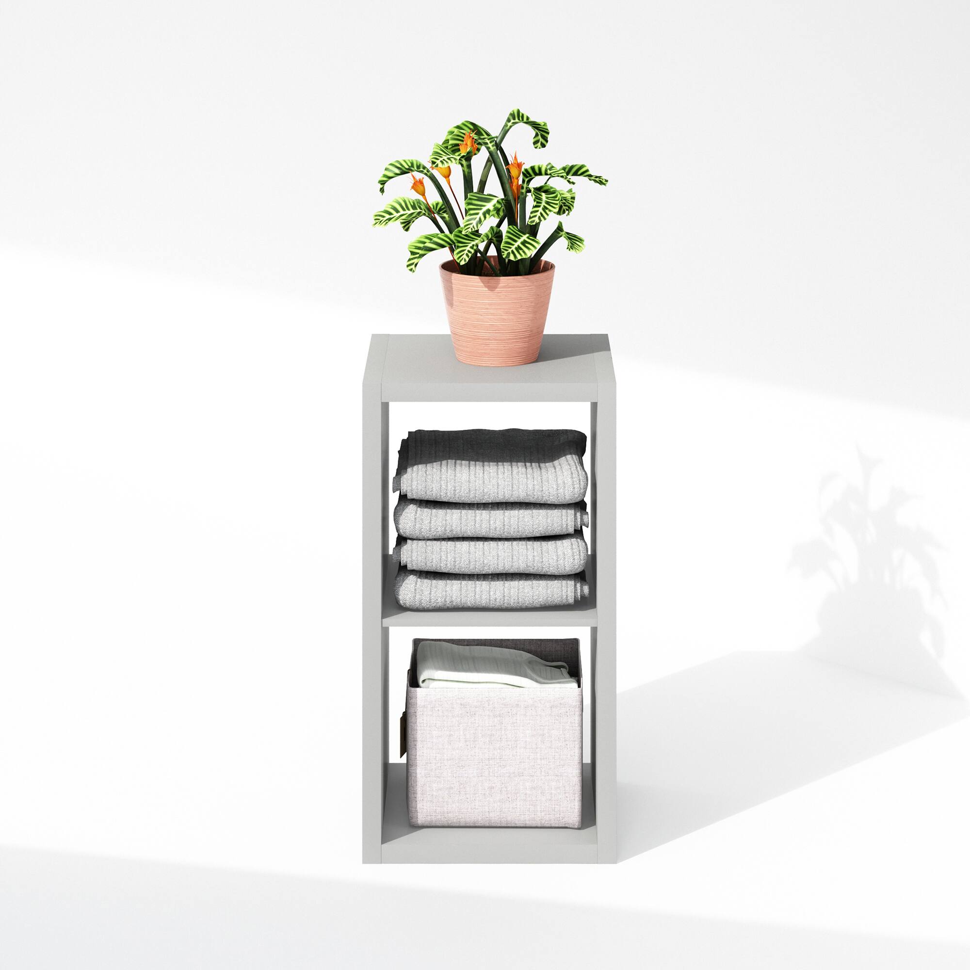 Alt View 4. Furinno - Cubic Open Back Multipurpose Clothing & Closet Storage Organizer Shelf, 2-Cube - Light Grey.