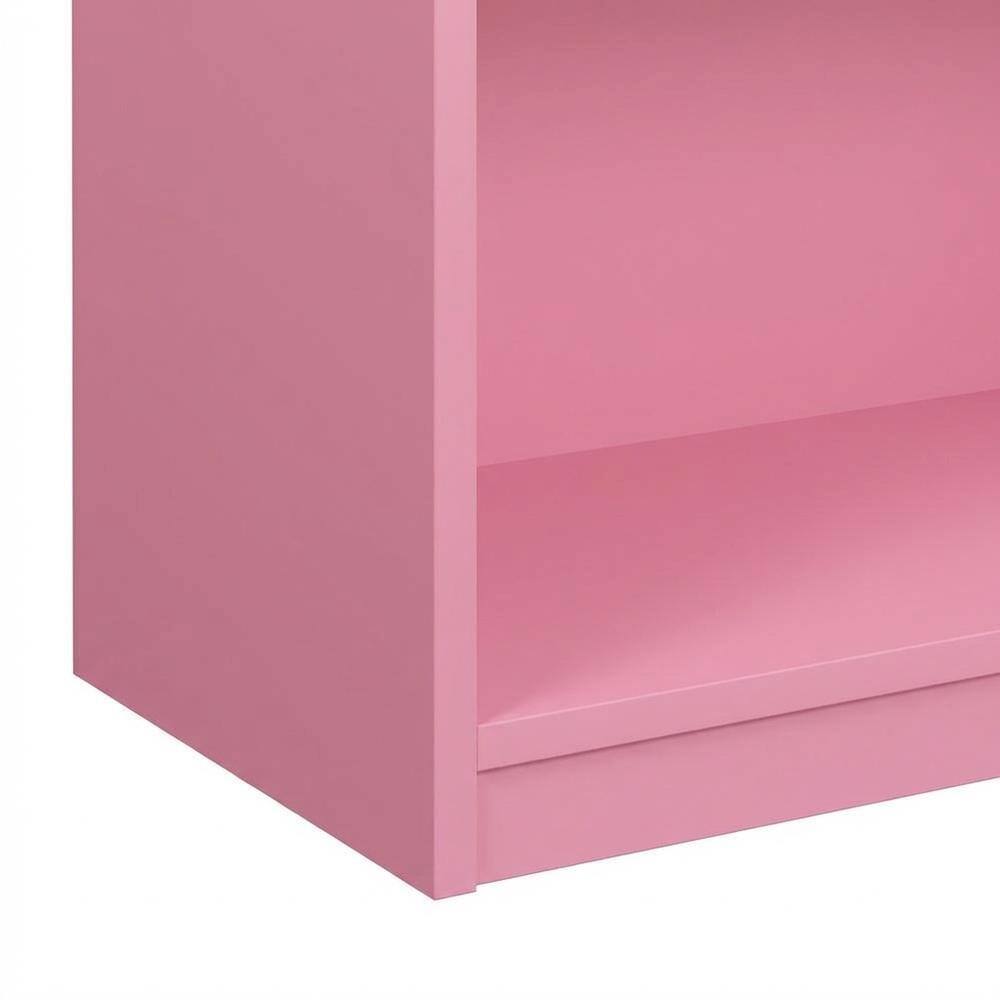Alt View 2. FurniFact - Pink 3-Tier Bookcase with Multi-Level Storage and Sturdy Wood Construction - Pink.