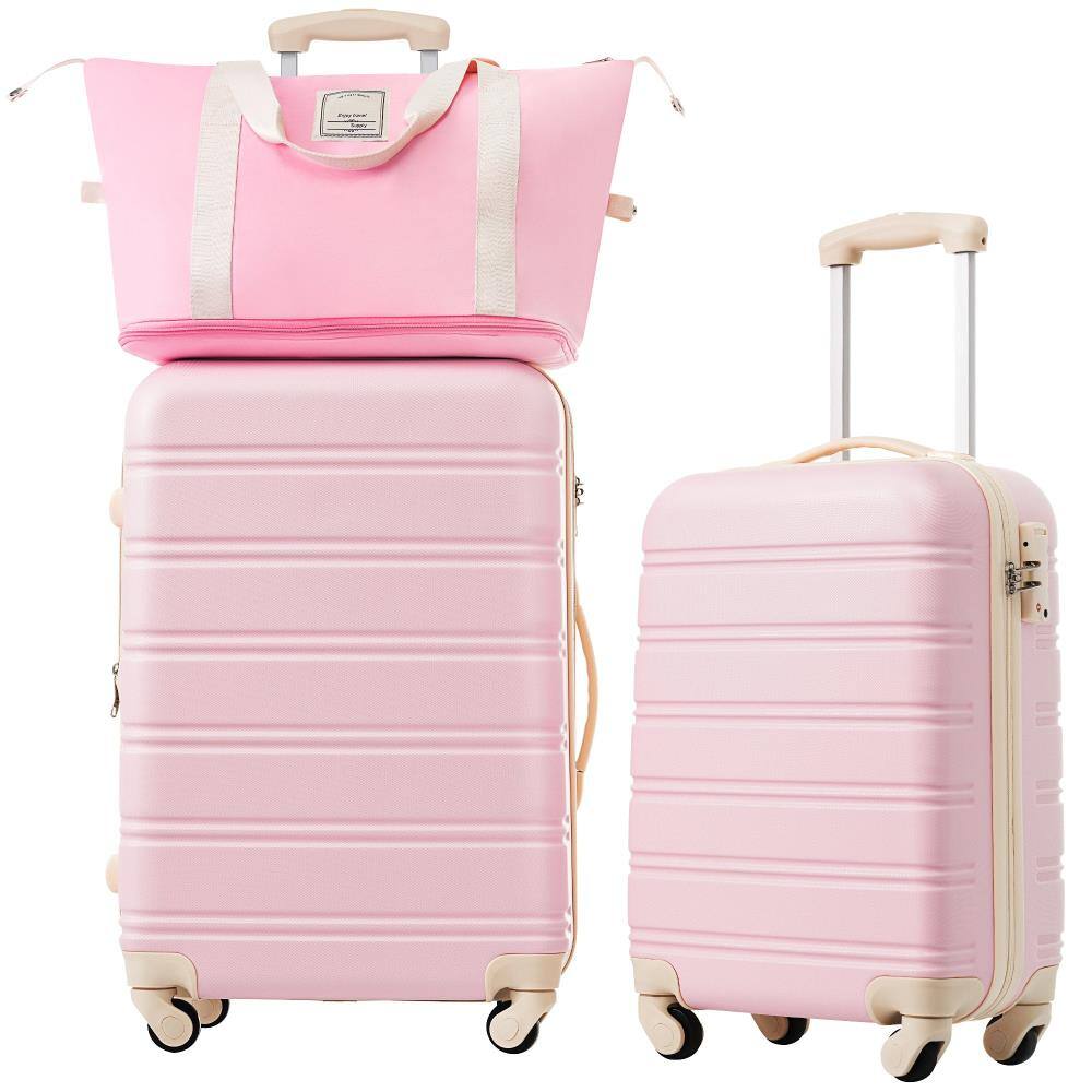 BreeBe - Hardshell Luggage Sets 2Pcs + Bag Spinner Suitcase with TSA Lock Lightweight 20' + 24' - Light Pink