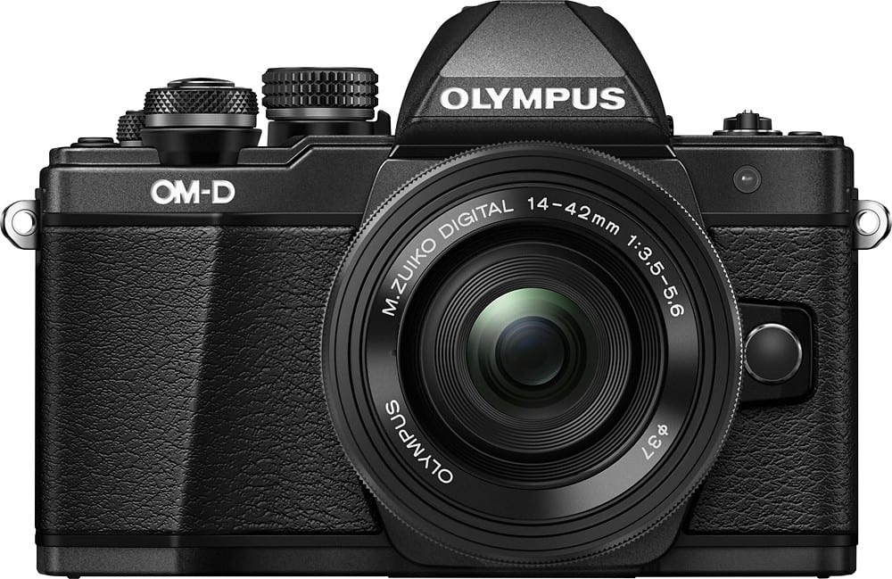 Front. Olympus - OM-D E-M10 Mark II Mirrorless Camera with 14-42mm EZ Lens - Black.