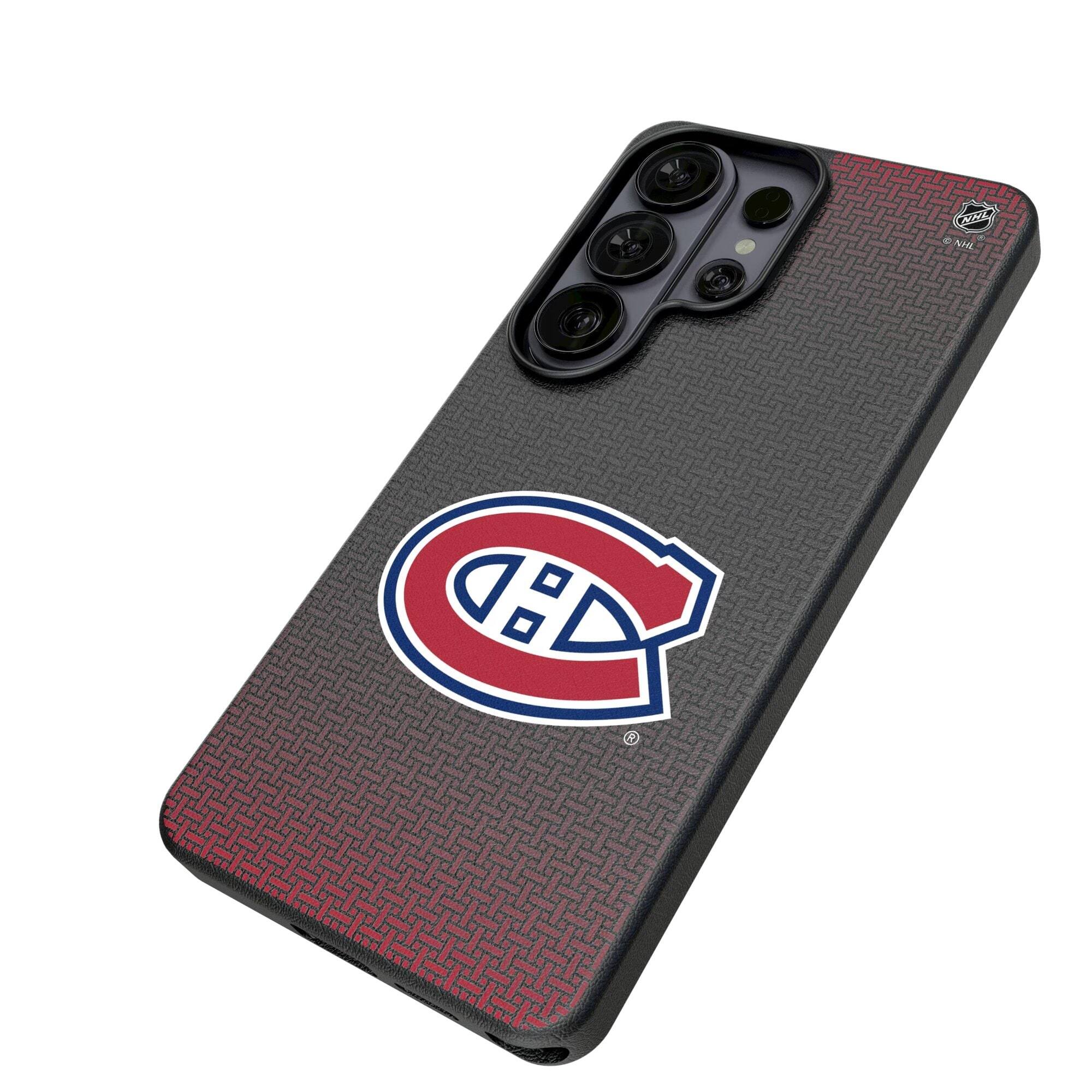 Alt View 1. Keyscaper - Montreal Canadiens Linen Galaxy Magnetic Bump Case - S25 - Black.