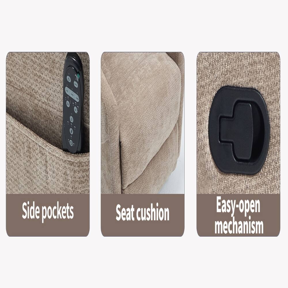 Side pockets  
Seat cushion  
Easy-open mechanism