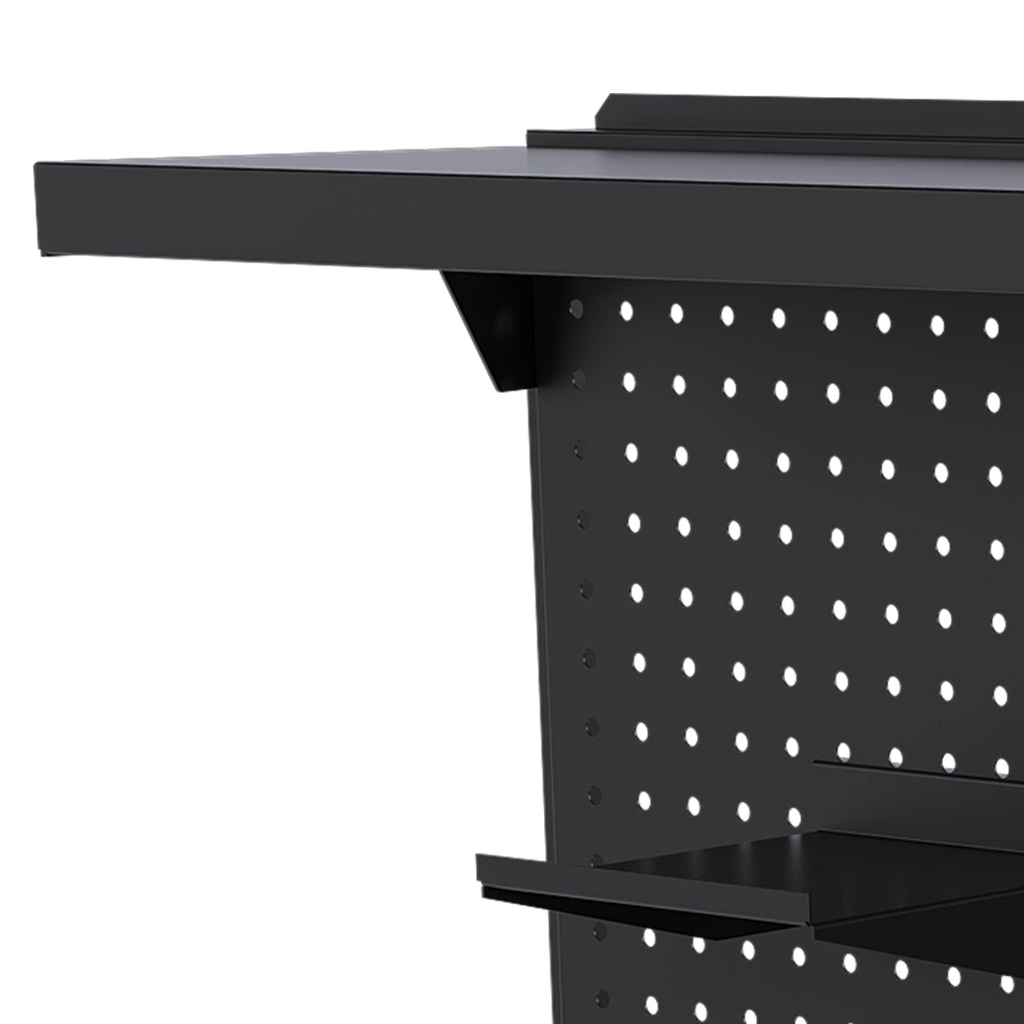 Alt View 6. GOODSILO - Large Dual Monitor Stand Desk Organizer with Pegboard Panel and Modular Storage Accessories - Black.