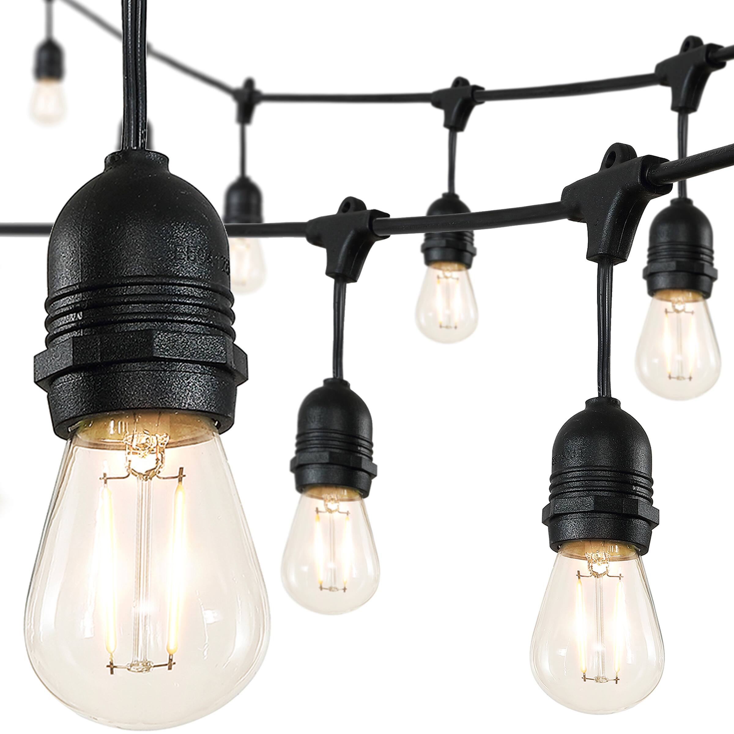 Alt View 8. Jonathan Y - 15-Light Indoor/Outdoor 48 ft. Rustic Industrial LED S14 Edison Bulb String Lights, Black - Black.