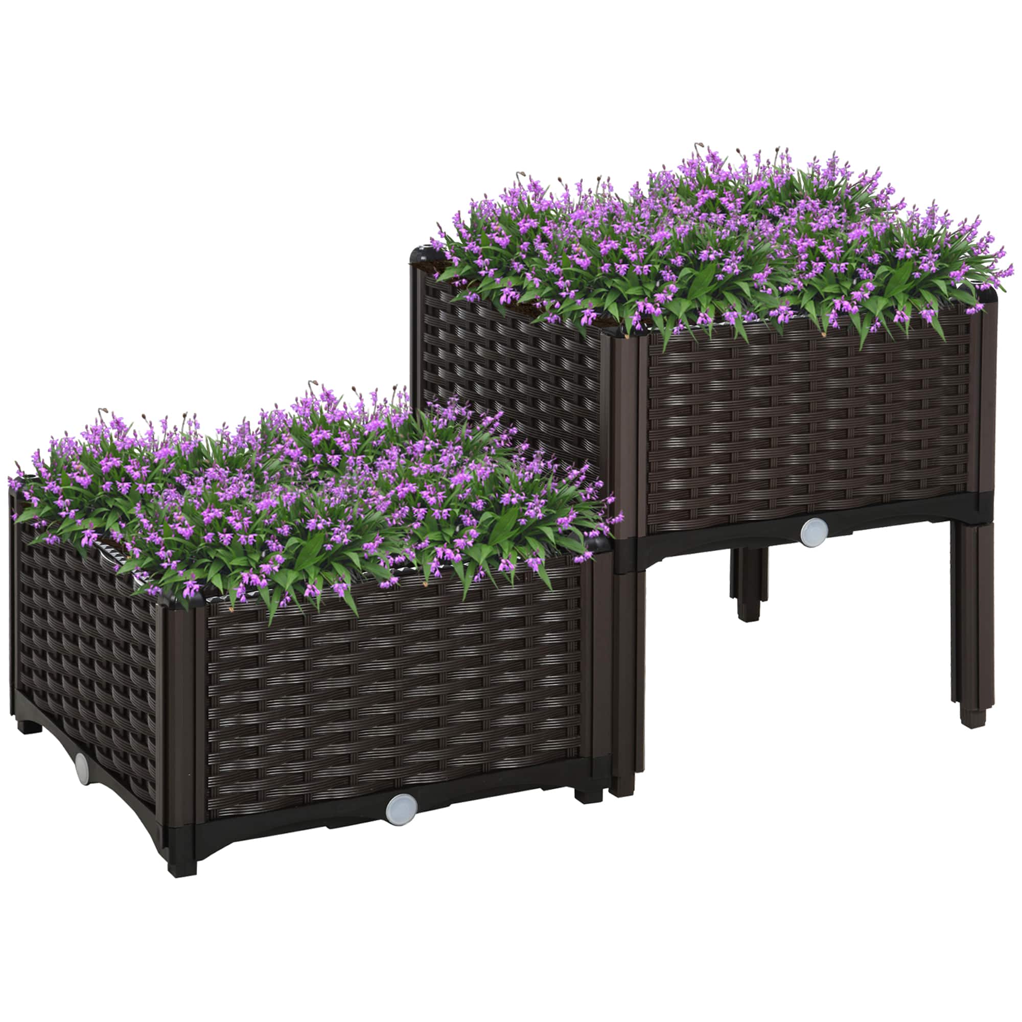 Outsunny - Raised Garden Bed with Legs, Self-Watering Planter Box Raised Bed to Grow Flowers - Brown