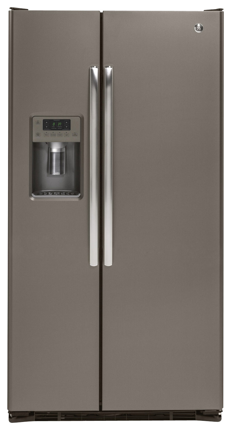 GE - 21.9 Cu. Ft. Side-by-Side Counter-Depth Refrigerator - Slate