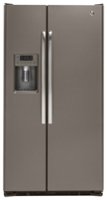 GE - 21.9 Cu. Ft. Side-by-Side Counter-Depth Refrigerator - Fingerprint resistant slate - Front_Zoom