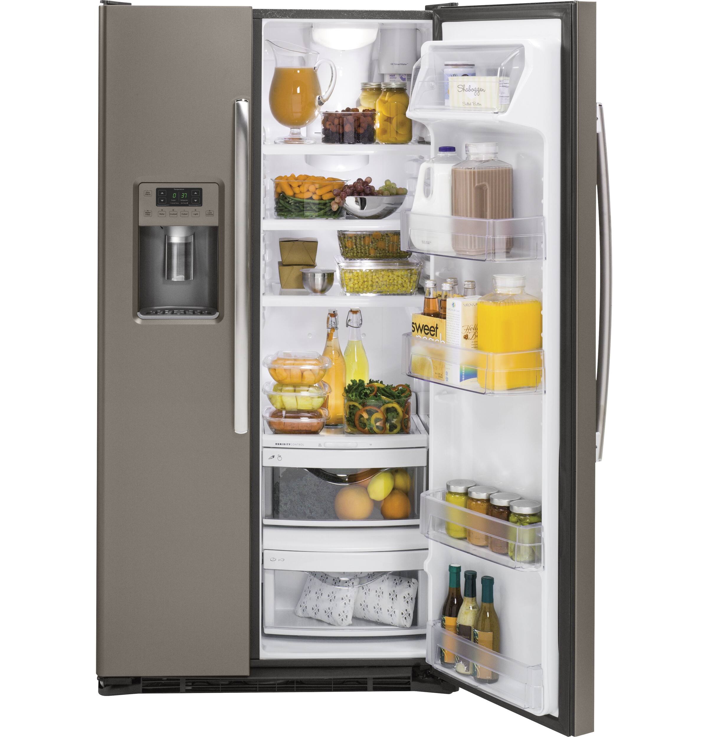 Alt View 11. GE - 21.9 Cu. Ft. Side-by-Side Counter-Depth Refrigerator - Slate.