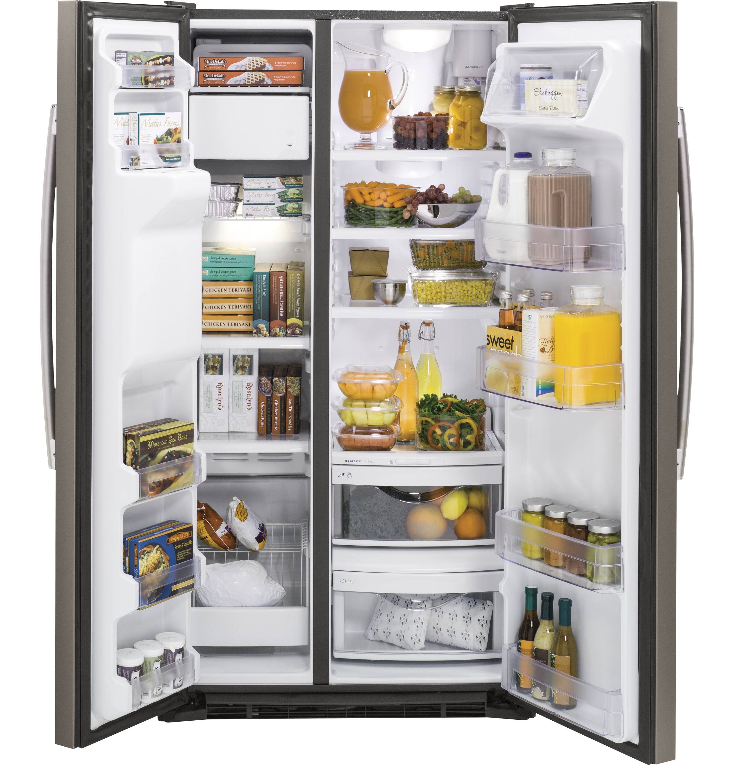 Alt View 12. GE - 21.9 Cu. Ft. Side-by-Side Counter-Depth Refrigerator - Slate.