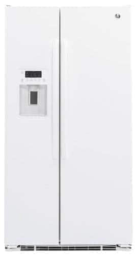 GE - 21.9 Cu. Ft. Side-by-Side Counter-Depth Refrigerator with Integrated Shelf Support System - White - Front_Zoom