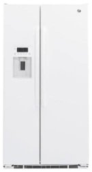 GE - 21.9 Cu. Ft. Side-by-Side Counter-Depth Refrigerator - White - Front_Zoom