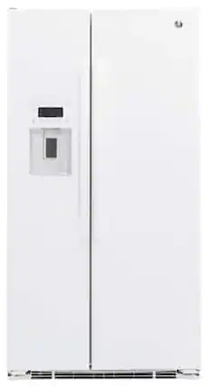 Front. GE - 21.9 Cu. Ft. Side-by-Side Counter-Depth Refrigerator - White.