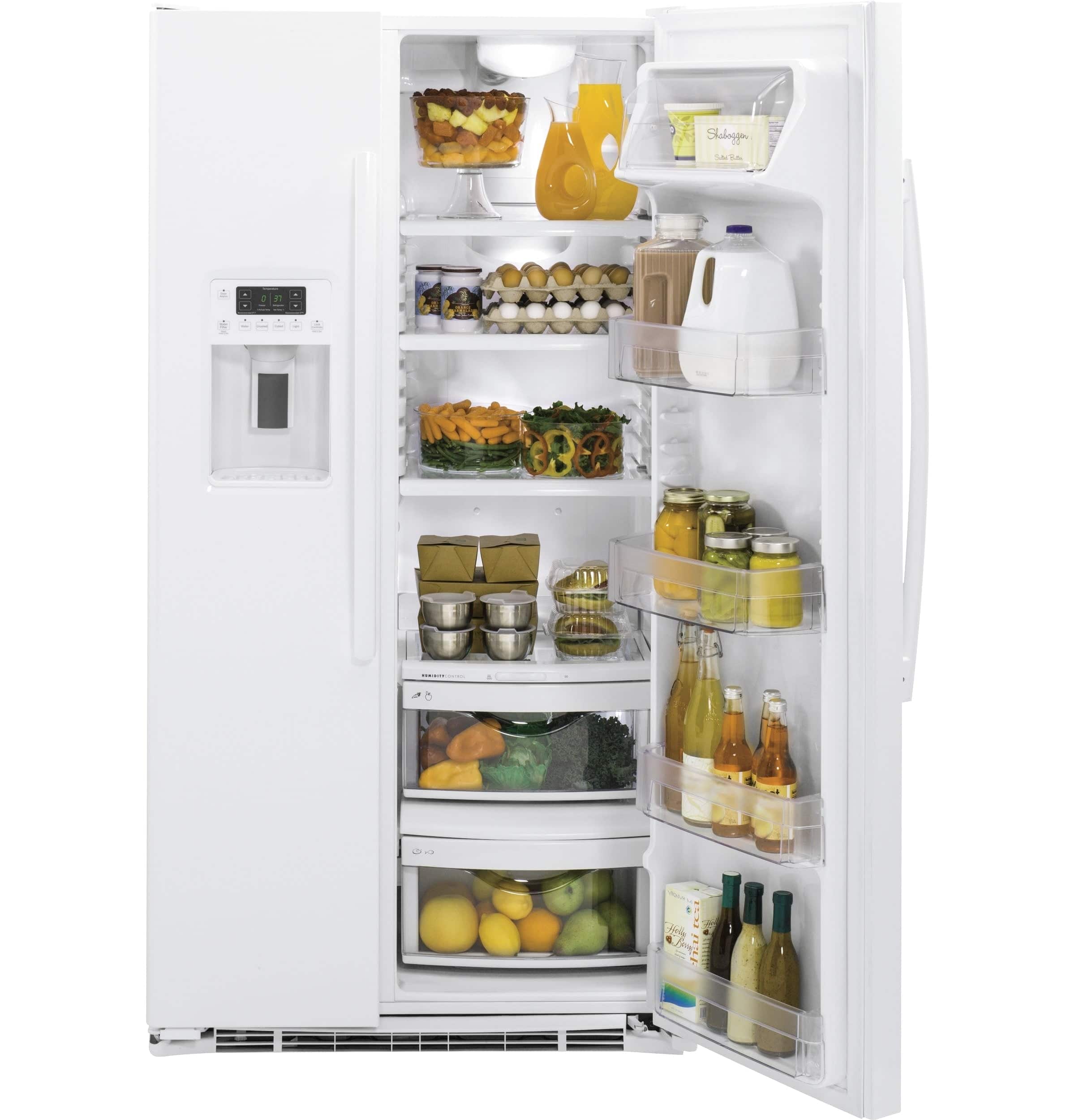 Alt View 11. GE - 21.9 Cu. Ft. Side-by-Side Counter-Depth Refrigerator - White.