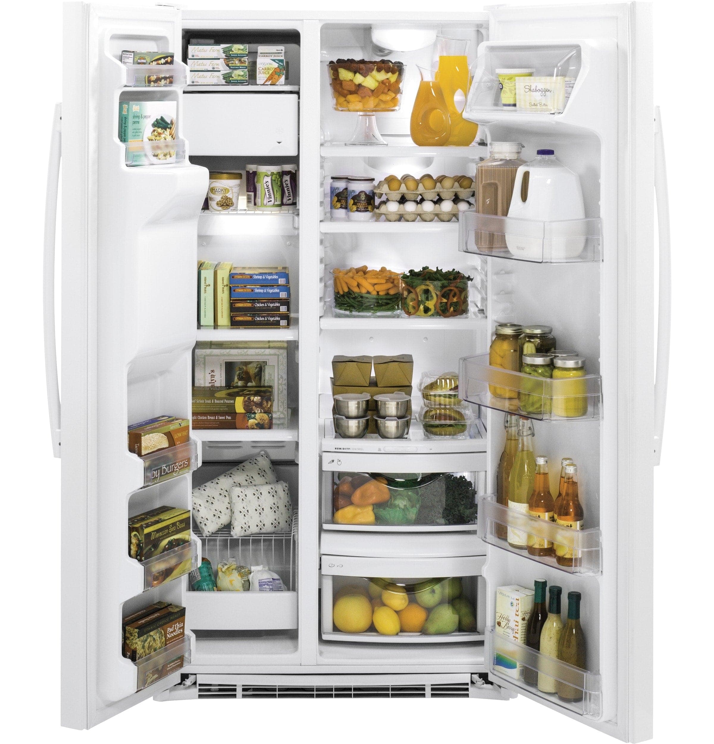 Alt View 12. GE - 21.9 Cu. Ft. Side-by-Side Counter-Depth Refrigerator - White.