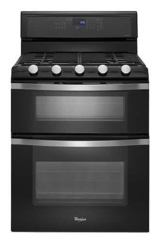 Front Zoom. Whirlpool - 30" Self-Cleaning Freestanding Double Oven Gas Convection Range - Black Ice.