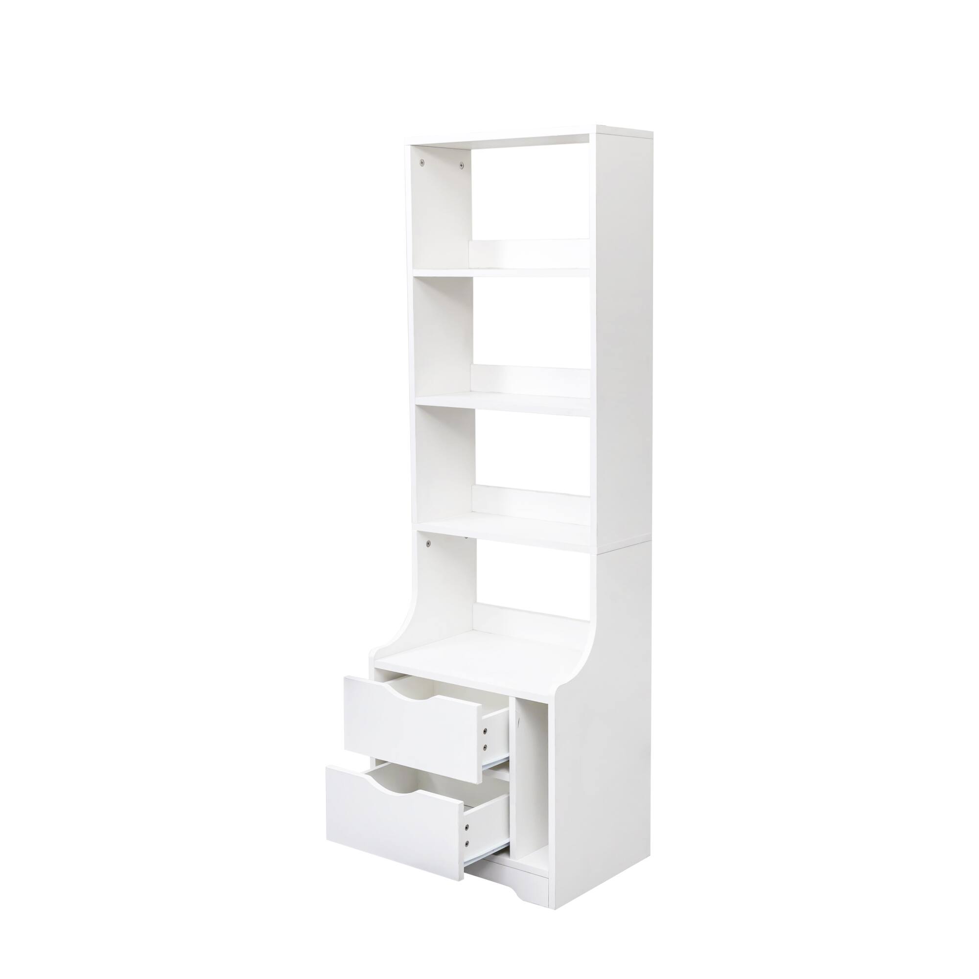 Alt View 9. Tiramisubest - Compact Night Stand with Bookshelf and 2 Drawers for Bedroom, Study, or Living Room - White.