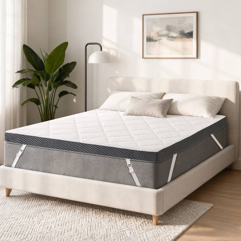 Alt View 4. Dyonery - 4" Memory Foam Mattress Topper - Pressure Relief Toppers with Washable Cover and High Density Foam,CertiPUR-US Certified - White.