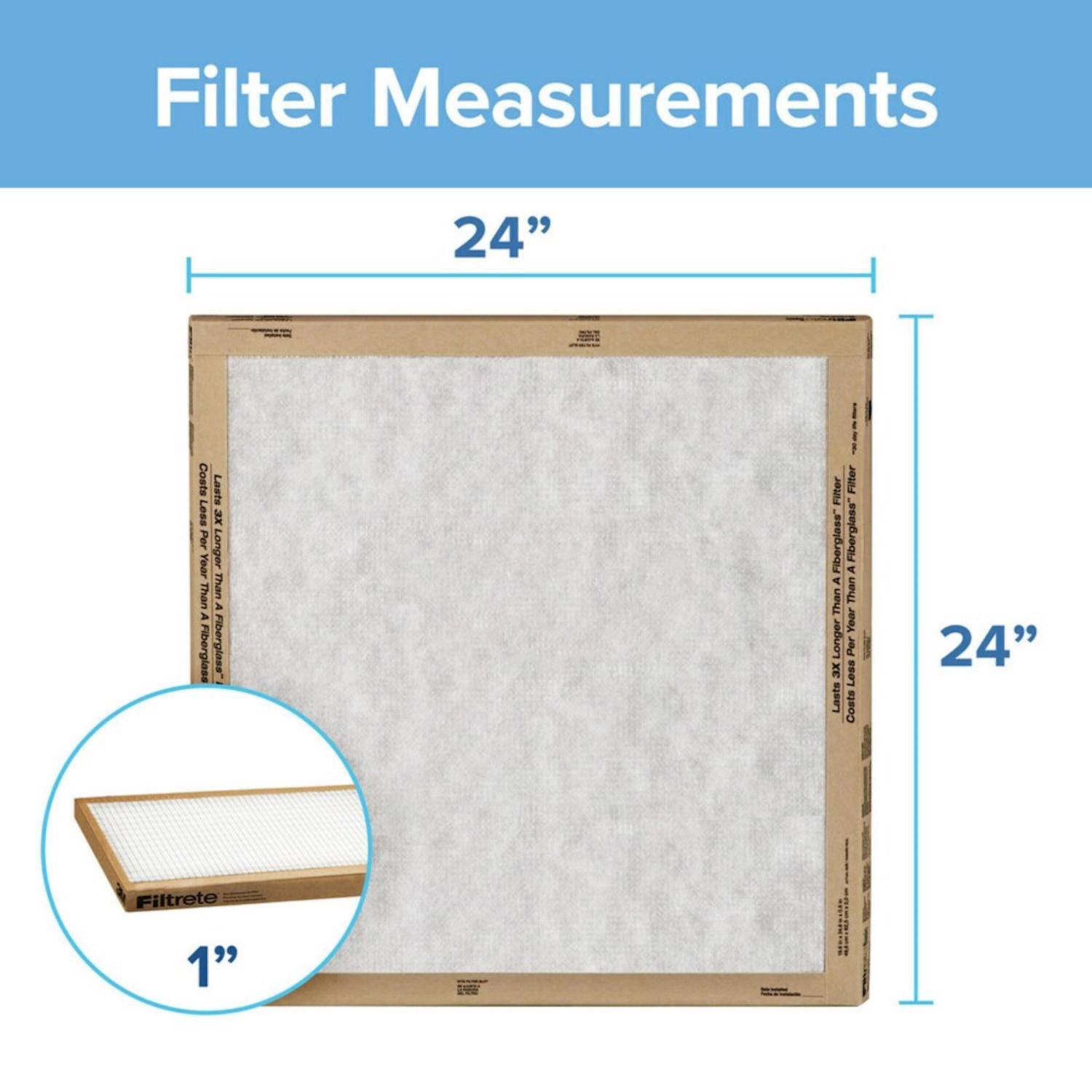 Filter Measurements  
24" x 24"  
1"  
Fiberglass Filter  
Lasts Longer Than A Fiberglass Filter  
Costs Less Than A Fiberglass Filter