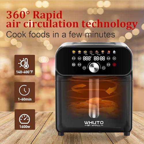 360° Rapid air circulation technology  
Cook foods in a few minutes  

140-400°F  
1-60min  
1600w  

WHUTO BY WHALL