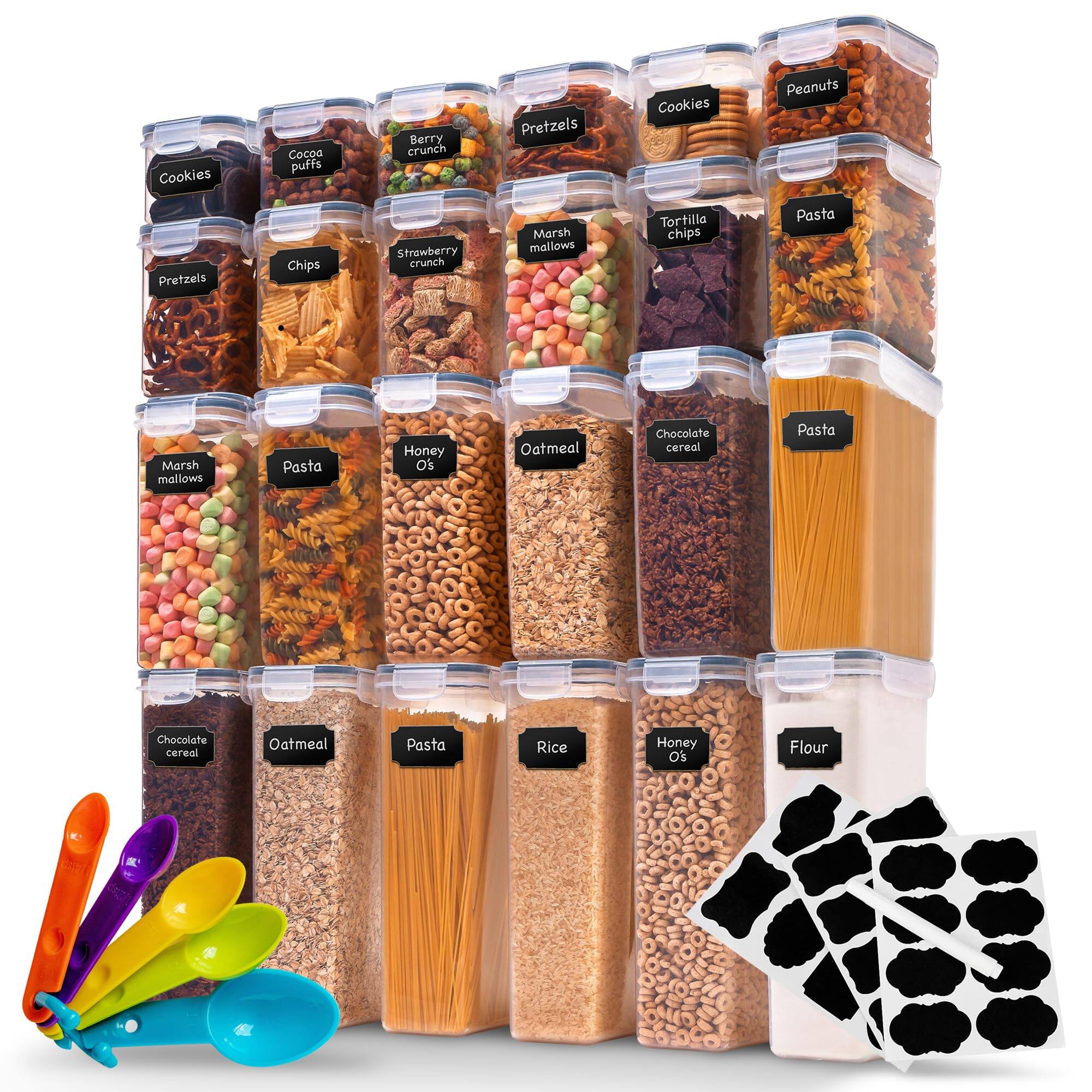 Cookies  
Pretzels  
Cocoa puffs  
Chips  
Berry crunch  
Strawberry crunch  
Pretzels  
Marshmallows  
Cookies  
Tortilla chips  
Peanuts  
Pasta  
Marshmallows  
Pasta  
Honey O's  
Oatmeal  
Chocolate cereal  
Pasta  
Chocolate cereal  
Oatmeal  
Pasta  
Rice  
Honey O's  
Flour