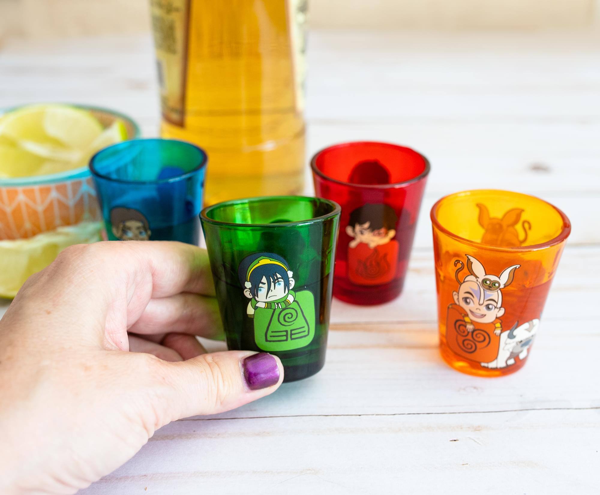 Alt View 3. Surreal Entertainment - Avatar: The Last Airbender Chibi Characters 2-Ounce Shot Glasses | Set of 4 - Green.