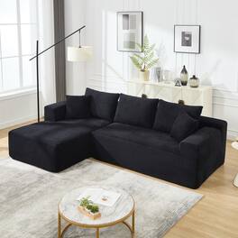 Boyel Living - Black Stripe 3 Seat L-Shape Modular Sectional Sofa Couches with Memory Foam for Living Room (Left Facing Chaise) - Black