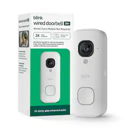 Blink - Wired Doorbell 2K+ — Head-to-Toe 2K video doorbell, continuous hardwired power, enhanced audio - White