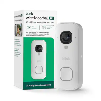 blink wired doorbell 2K+
Wired | Sync Module Not Required
2K Video Resolution
Head-to-Toe 2K View
Blink Wired Doorbell 2K+ does not ring existing home chime. Blink Chime accessory required for audible notifications (sold separately).
Color Vision in low light
Capture vivid video in low-light conditions, even in the dark.
Theft-proof design
The camera is built with a tamper-proof design, so it stays in place.
2K clarity plus enhanced audio