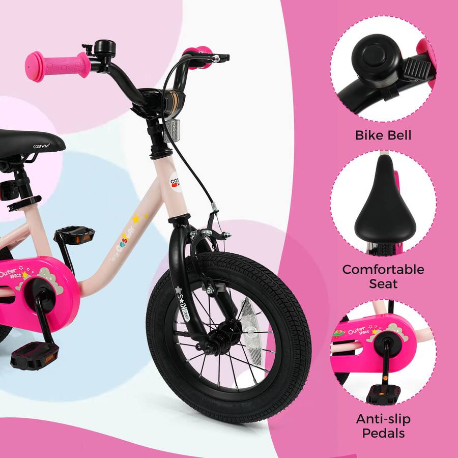 Costway 12 Inch Kids Bicycle with Adjustable Seat Front Handbrake ...