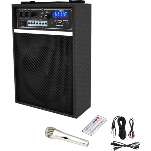 Left View: PYLE - PylePro 300W Bluetooth Battery Powered PA Speaker System - Black