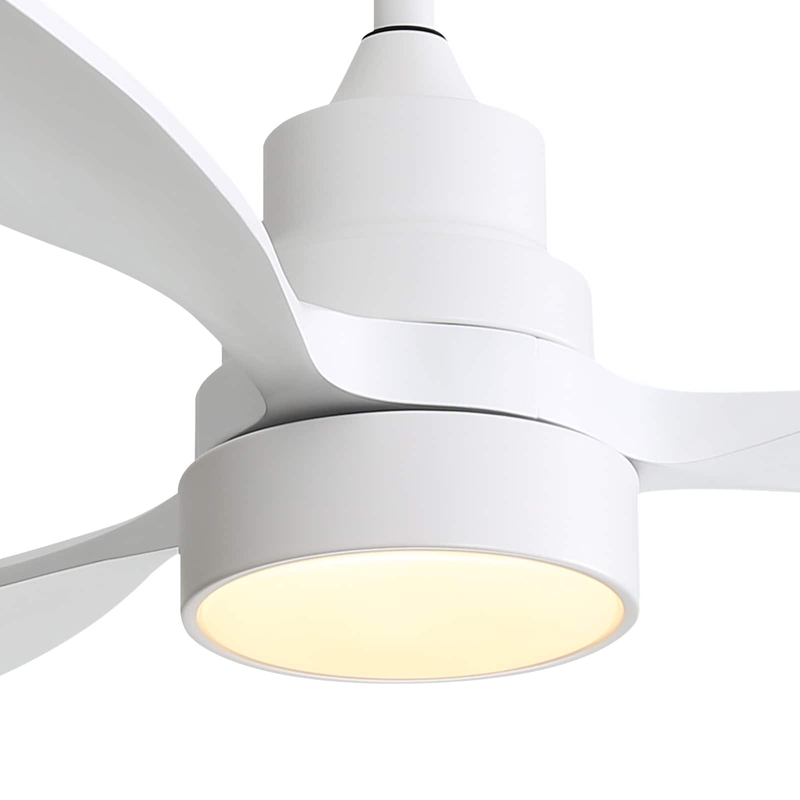 Sofucor - 48'' Low Profile Flush Mount Modern Wood Dimmable LED Ceiling Fans with Lights/Remote/Reversible DC Motor Indoor/Outdoor - White
