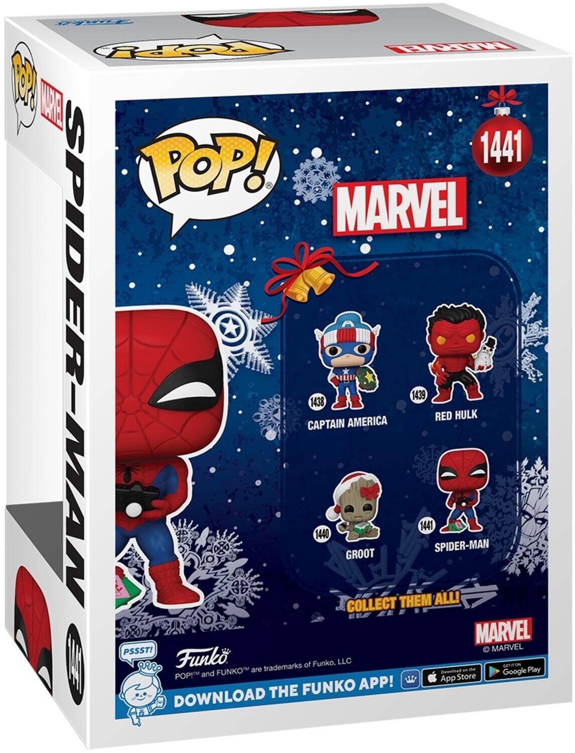 POP! MARVEL SPIDER-MAN CAPTAIN AMERICA RED HULK GROOT 1438 1439 1440 1441 COLLECT THEM ALL! MARVEL PSSST! MARVEL Funko trademarks of Funko, LLC GETIFION are Download e the Play POPM and FUNKO Google App Store FUNKO APP! DOWNLOAD THE