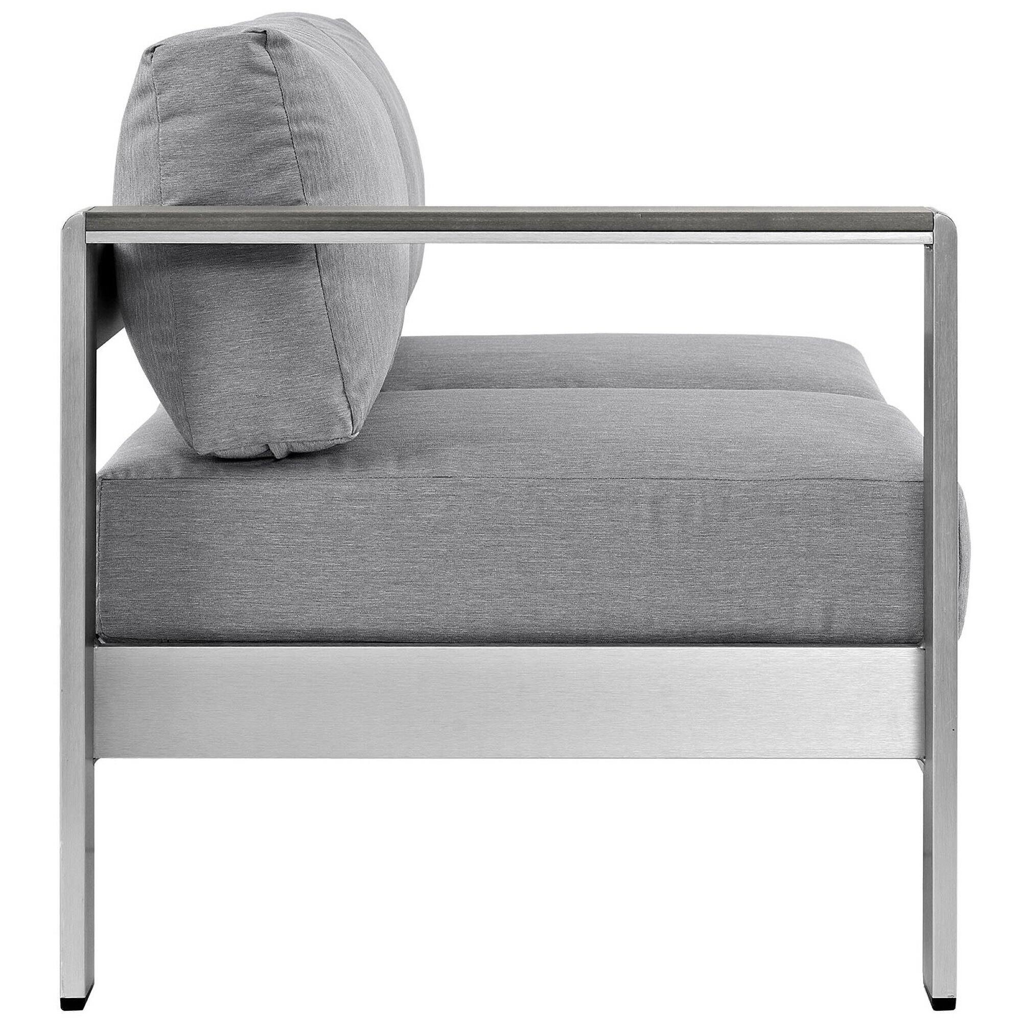 Back. Modway - Shore Left-Arm Corner Sectional Outdoor Patio Aluminum Loveseat by Modway - Silver Gray.