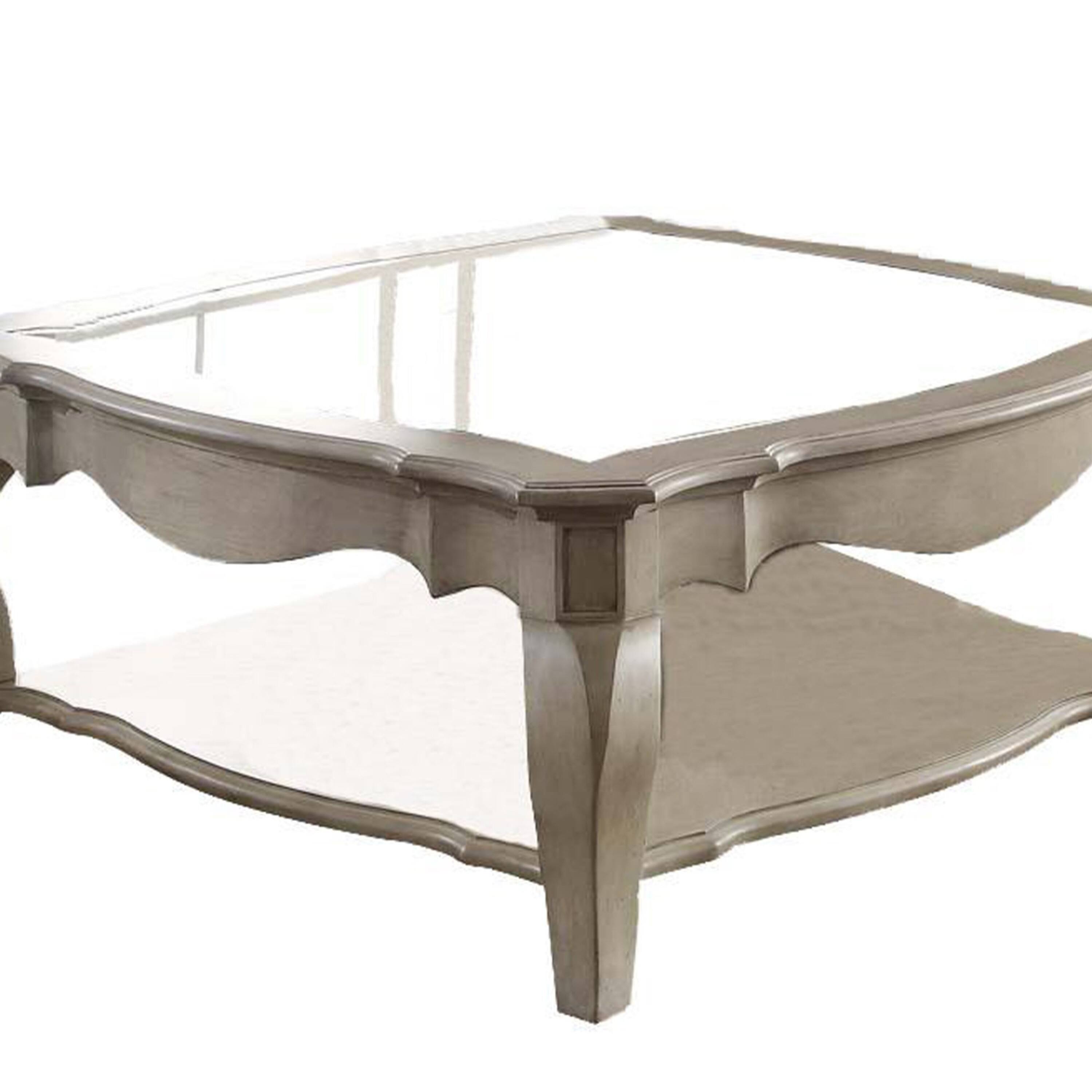 Alt View 2. Manhattan Lane - Charming Coffee Table, Brown& Clear Glass - Antique Brown,Glass.
