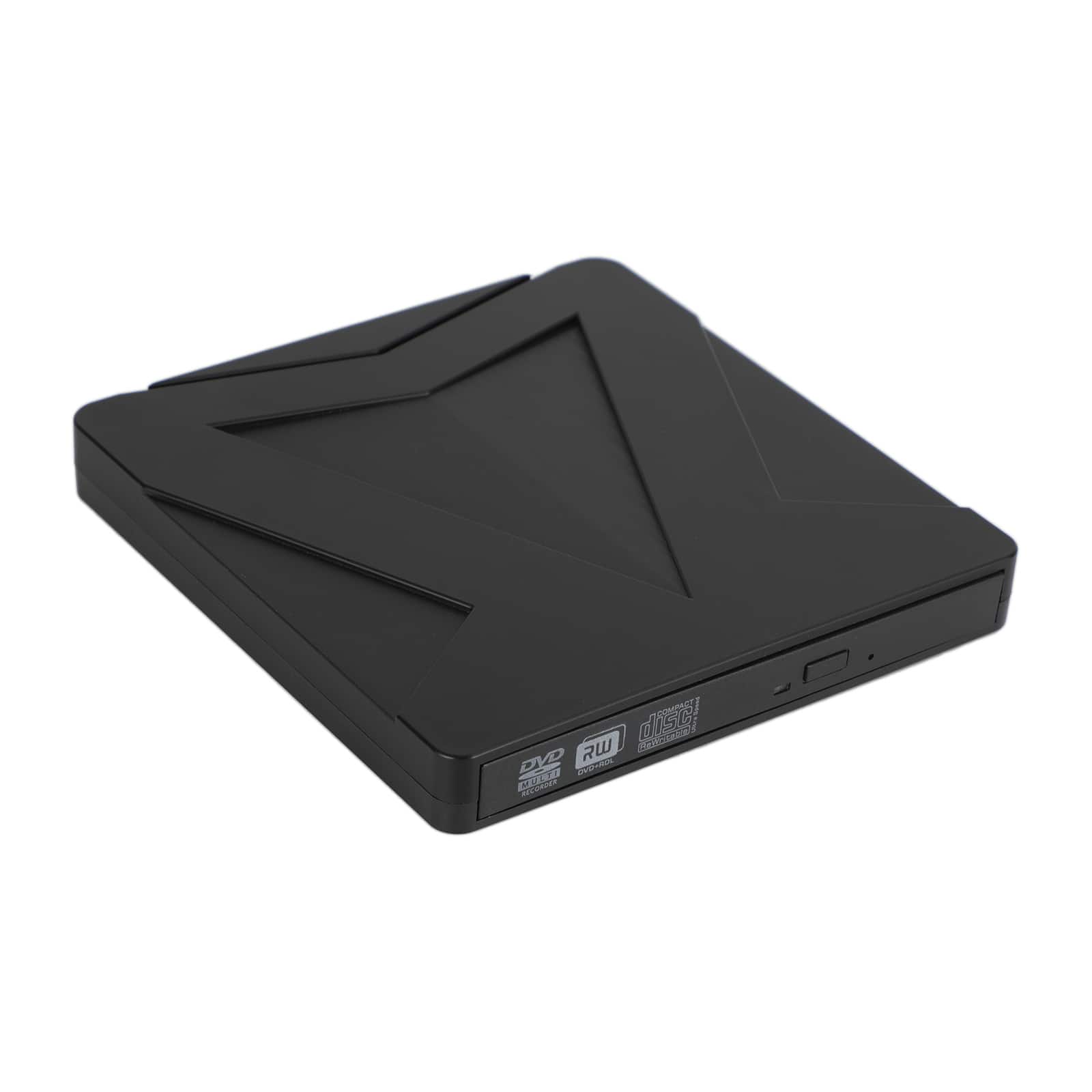 Topteng - Portable External DVD Drive with USB 3.0 & Type-C - Ultra Slim CD/DVD Burner Writer for Laptop, Mac & PC - Black