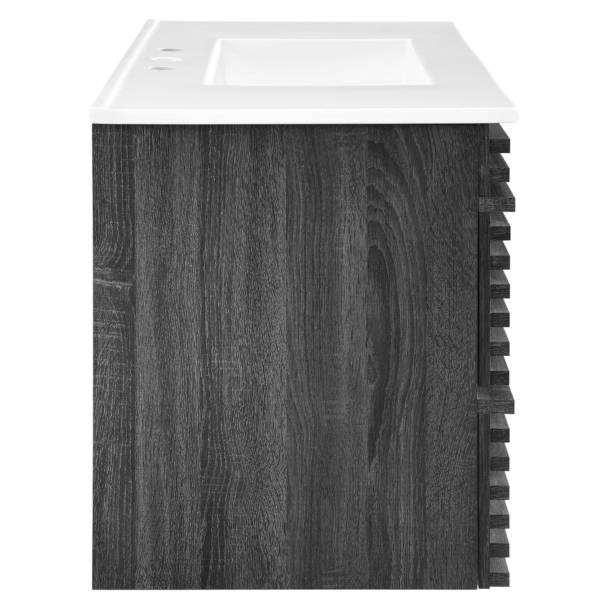 Alt View 1. Modway - Render Wall-Mount Bathroom Vanity with White Basin Included - Charcoal White.