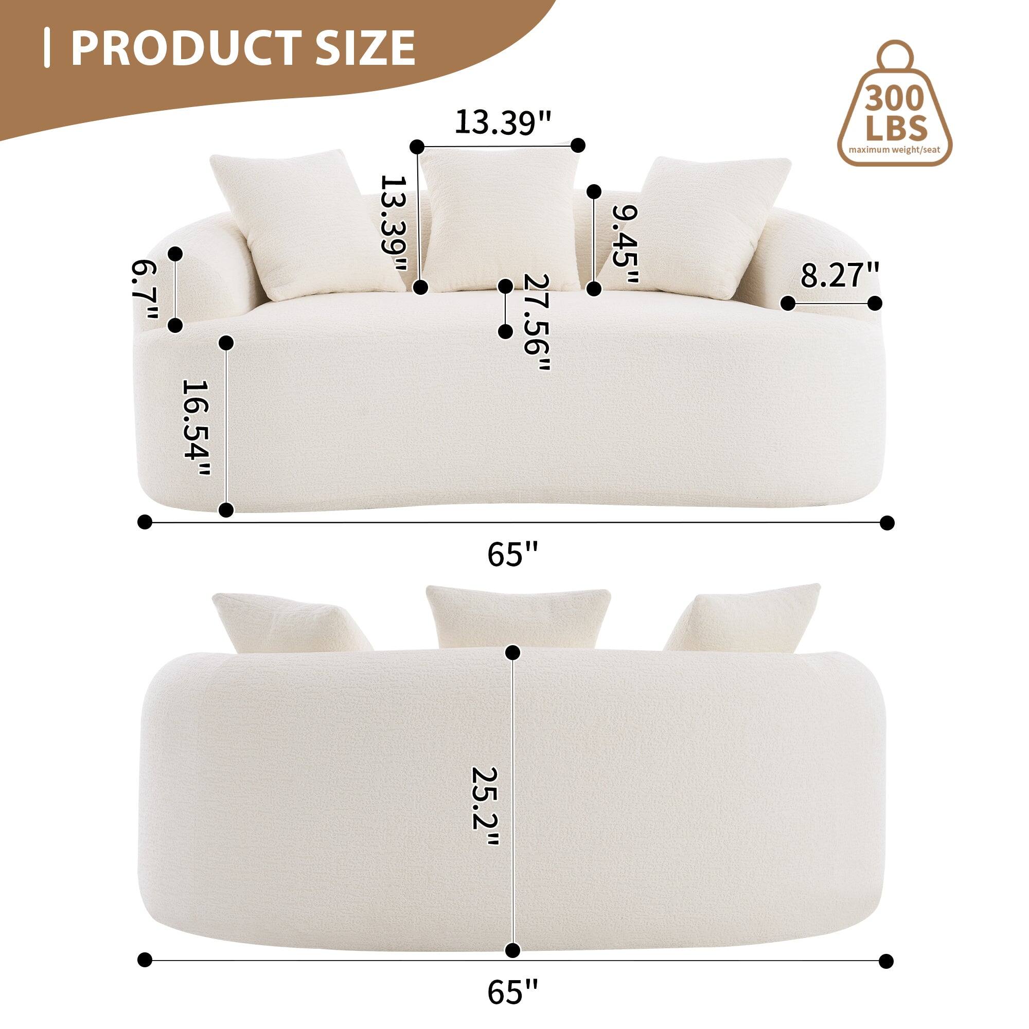 I PRODUCT SIZE  
13.39" 13.39" 6.7" 27.56" 16.54" 9.45" 300 LBS maximum weight/seat 8.27" 65" 25.2" 65"
